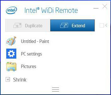 Приложение за безжична дисплея на Intel